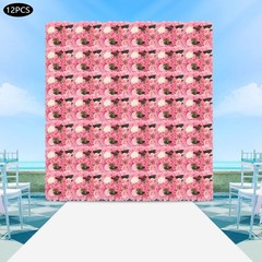 12pcs 3D Artificial Flower Wall Panel Silk Rose Mat for Wedding Backdrop 38*38cm
