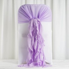 Lavender Premium Curly Chiffon CHAIRS Covers Cap SASHES Bows Ties Wedding