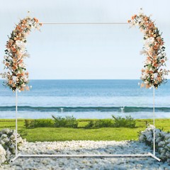 White Metal Square Backdrop Stand 2 × 0.5 × 2 m 6.56 Ft Wedding Arch With Cover