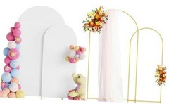 Arch Backdrop Stand and Cover Set of 2, Arch Stand with Cover 6FT,7.2FT White
