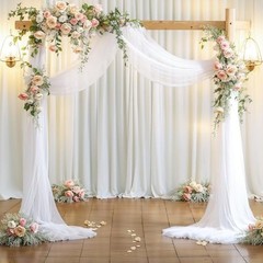 Wedding Arch Draping Fabric Arch Drapes 19Ft length x 28″ width (1 Panel) White