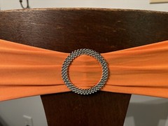20 Lot ORANGE Spandex CHAIR Sash SILVER SLIDER BUCKLE Belt WEDDING PARTY SHOWER