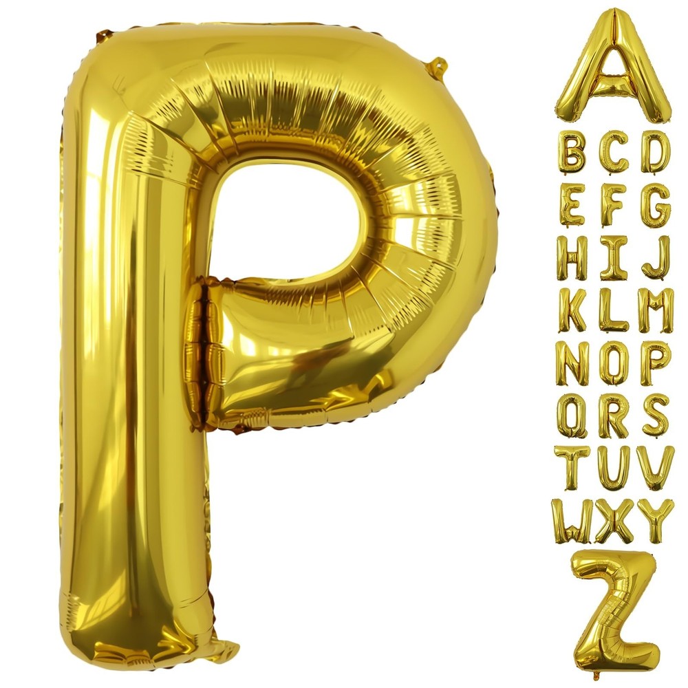 Letter Balloons Gold Party Balloon – 40 Inch Large Gold Letter P Balloon, Let…