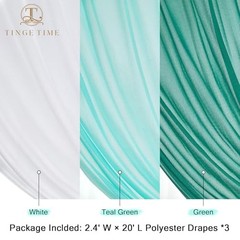 3 Panels Wedding Arch Draping Fabric, 30″ x 20ft Dark Teal Deep Teal Green