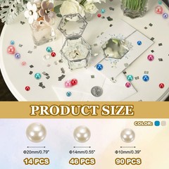 150 Pcs Pearl Bead for Vase Filler, 20/14/10mm Floating Beads(Lake Blue Beige)