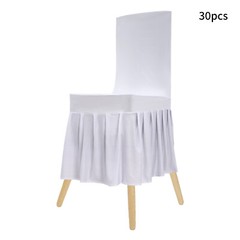 30Pcs 22*18*22″ 12Lbs Polyester& Spandex White Stretch Chair Slipcovers W/ Skirt