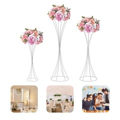 3Pcs Modern Silver Metal Flower Stand for Wedding Table Centerpieces Decor