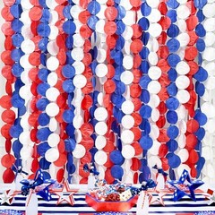 192Ft Royal Blue Red White Party Decorations Big Circle Dots Red Blue White