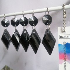 30pcs 65mm Black Buttons Pendant Acrylic Octagon Bead Garland Chandelier Hanging