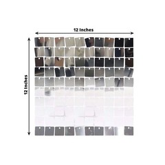 24 SILVER Square Sequin Shimmer Wall Photo Backdrop Panels Party Decorations