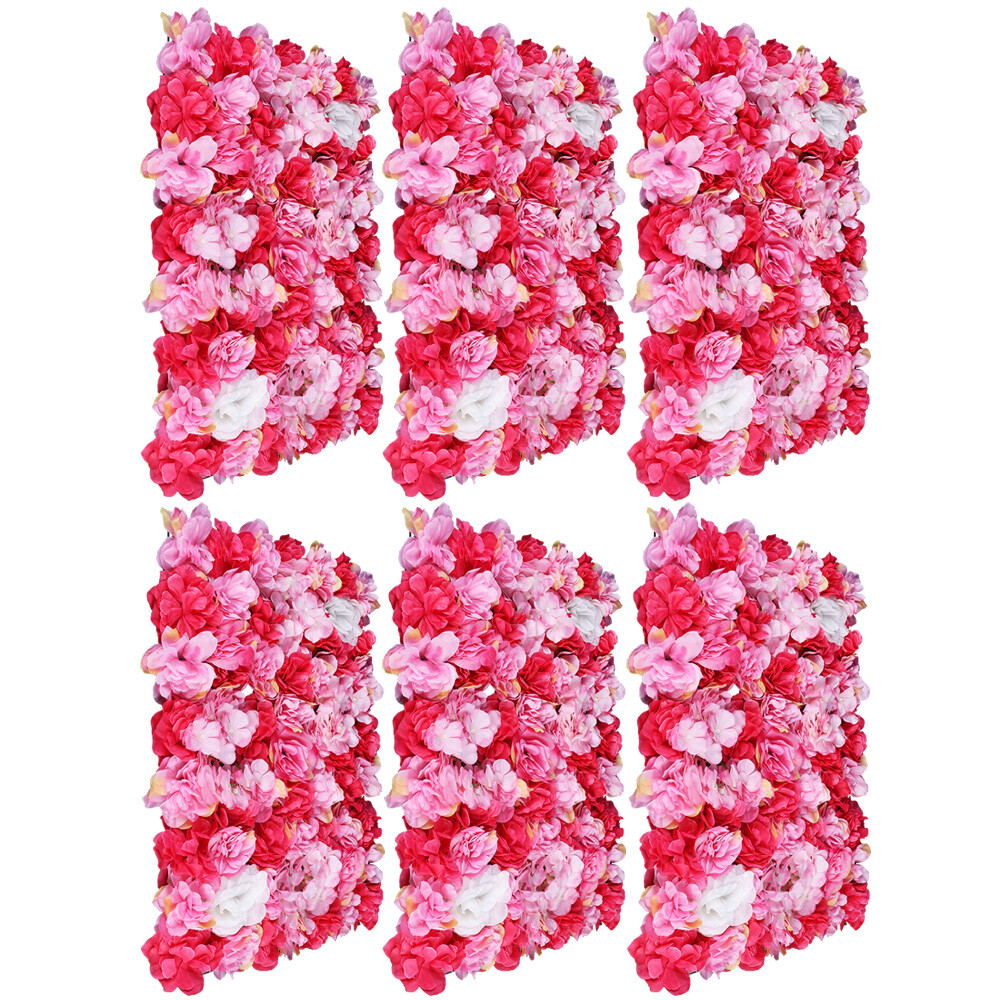 6pcs Artificial Wedding Silk Flower Wall Decor Background Rose Hydrangea Panels