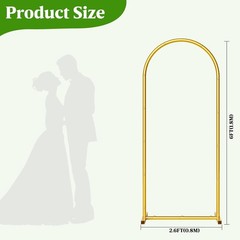 6 FT Metal Arch Backdrop Background Stand Frame for Wedding Birthday Party Gold