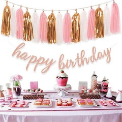 Rose Gold Happy Birthday Decorations – Glittery Rose Gold Happy Birthday Bann…