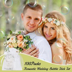 100 Sets Wedding Party Favors White Mini Bubble Bottles Greeting Card Goodie …