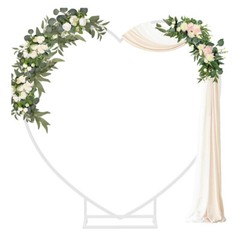 7.2ft Heavy Duty White Heart Shape Wedding Arch Backdrop Stand Metal Arbor Frame