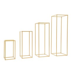 4 Piece Flower Stand Set Gold Metal Rectangular For Wedding Party Table Decor