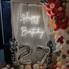 Large Happy Birthday Neon Signs LED Birthday Light Sign for Backdrop Birthday…