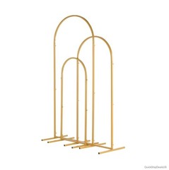 Wedding Arch Set 3 Piece Iron Frame Gold Arched Trellis 72 Inch Garden Outdoor