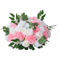 Uimoso 10PCS Pink and White Artificial Flower Balls for Wedding Decorations