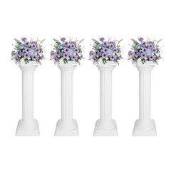 Roman Column 4 Piece Set White, Wedding Decorative Pillars Adjustable Height