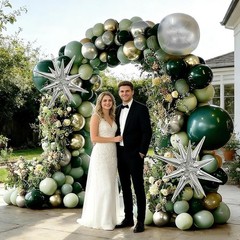 Emerald Green Gold Balloons Dark Green Silver Gold Balloon Arch Dusty Green B…