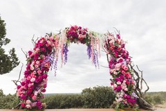 Full Floral Arrangement Arch with Flowers and Gold Stand (Branches not included)