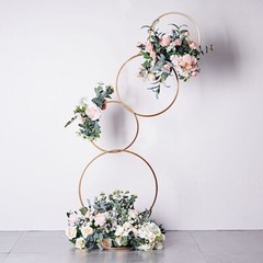 5 ft GOLD Metal HOOPS Pillar BACKDROP STAND Wedding Party Events Home Supplies