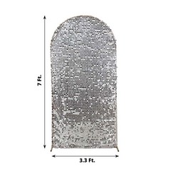 7 ft SILVER Big Payette Sequin Fitted Round Top Wedding Arch STAND COVER Party
