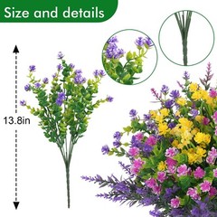 Hananona 12 Pcs Artificial Flowers Outdoor, Faux Artificial Plants UV Resista…