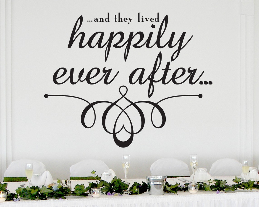 Happily Ever After Wedding Wall Decor Vinyl Sticker Decal 22″h x 27″w