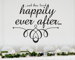 Happily Ever After Wedding Wall Decor Vinyl Sticker Decal 22″h x 27″w