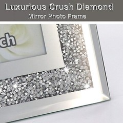 Crushed Diamond Wedding Mirror Photo Frame, Crystal Silver Glass Picture Fram…