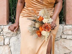 13.7″ Wide 2Pcs Fall Wedding Bouquets for Bridesmaids Burnt Oran