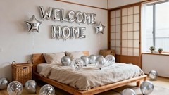 Welcome Home Letter Balloon Silver Banner with Star Confetti Balloons for Arm…