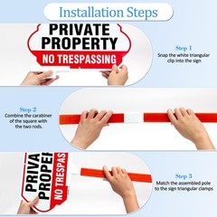 No Trespassing Signs Private Property With Stake, 14×7 Inch/36 inch Height, A…