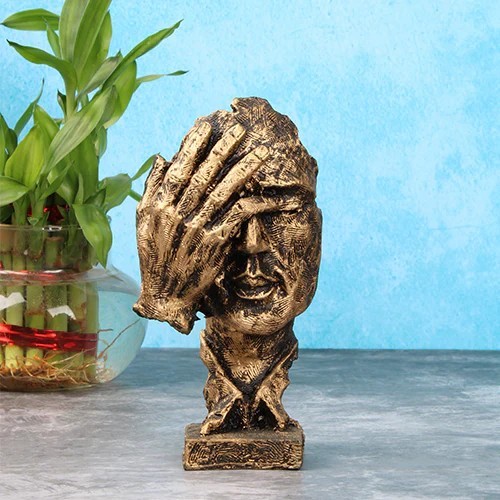 Abstract Thinking Man Face Statue – Polyresin Modern Art Decor Showpiece