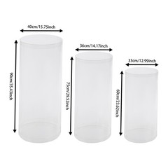 3 Pcs Round Cylinder Pedestal Stand For Wedding Party Display Stand Decor Clear