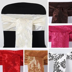 100 pcs CHAIR SASHES FLOCKING DAMASK Ties Bows Wedding Party Decorations SALE