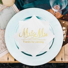 93 Pcs Mr & Mrs Wedding Napkins Disposable Dinner Table Napkins Tableware Decor
