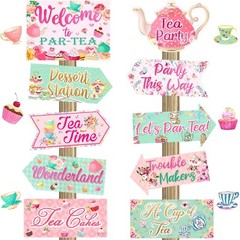 20 Pieces Floral Tea Party Sign Decorations Directional Cardboard Yard Signs …