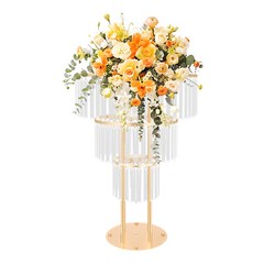 Wedding Gold Crystal Flower Stand Crystal Flower Stand Round Pedestal Stand