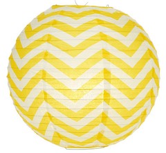 SET of 4 Japanese Chinese 14″ Round Paper Lantern Yellow Chevron Home Decor