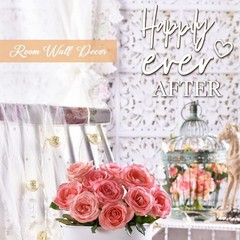 4 Pcs Happily Ever After Wall Decor Wooden Words Heart Hanging Wedding Day Pl…