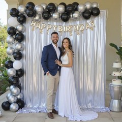 10ftx10ft Sequin Silver Backdrop Curtain for Parties, Wrinkle Free Thick Glit…