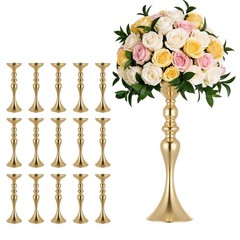 VEVOR 16 PCS Wedding Flower Vase 15in Tall Crystal Table Centerpieces Gold