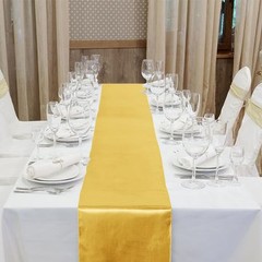 4 Pack Satin Table Runner 12 x 108 Inch Golden Long Bright Silk and Smooth