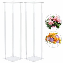 2PCs 60/80cm Acrylic Tabletop Flower Stand Centerpieces Wedding Decor Clear Rack