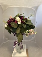 Elegant Artificial Rose Bouquet Burgundy, Cream & Blush Wedding, Home Décor