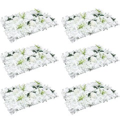 6 Pcs Hydrangea Rose Flower Wall Panel Wedding Party Backdrop Home Decor White