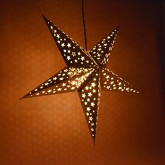 26″ Silver Foil Cut-Out Paper Star Lantern, Hanging Decoration